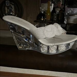 Elegant White Wedge Sandals